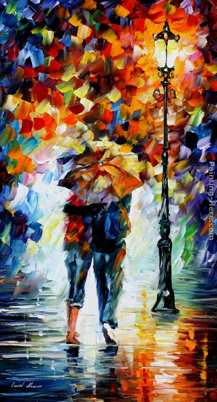 BONDED BY THE RAIN painting - Leonid Afremov BONDED BY THE RAIN art painting